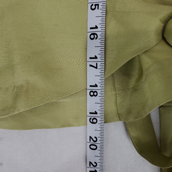 CLIO 100% Silk Top & Pants Set Green Wrap Top Black Pants Size S Top Size 4 Pant - Picture 10 of 16